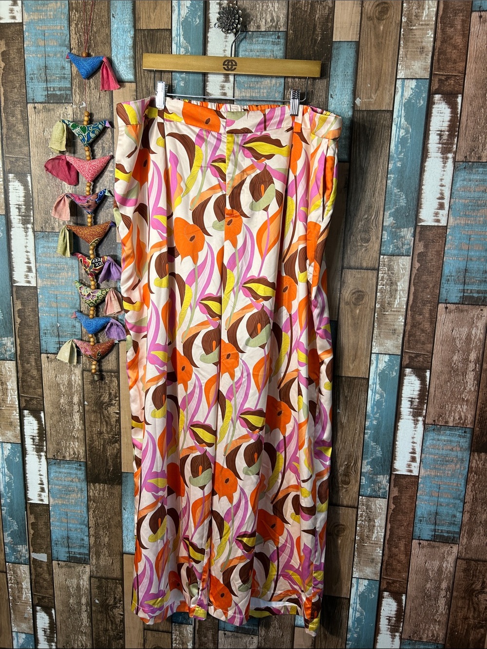 Mellissa Mercedes floral wide leg silky trousers